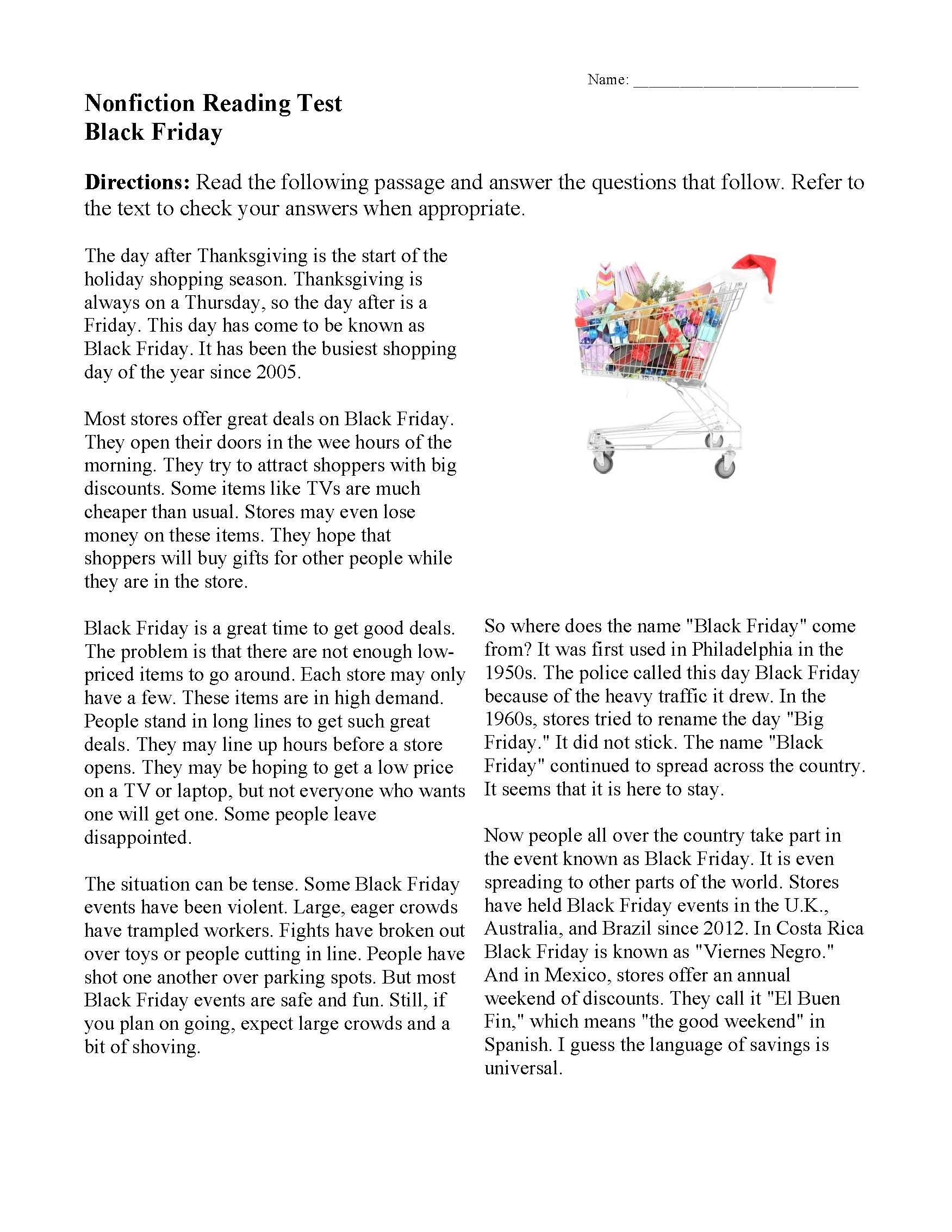 free printable reading comprehension assessments