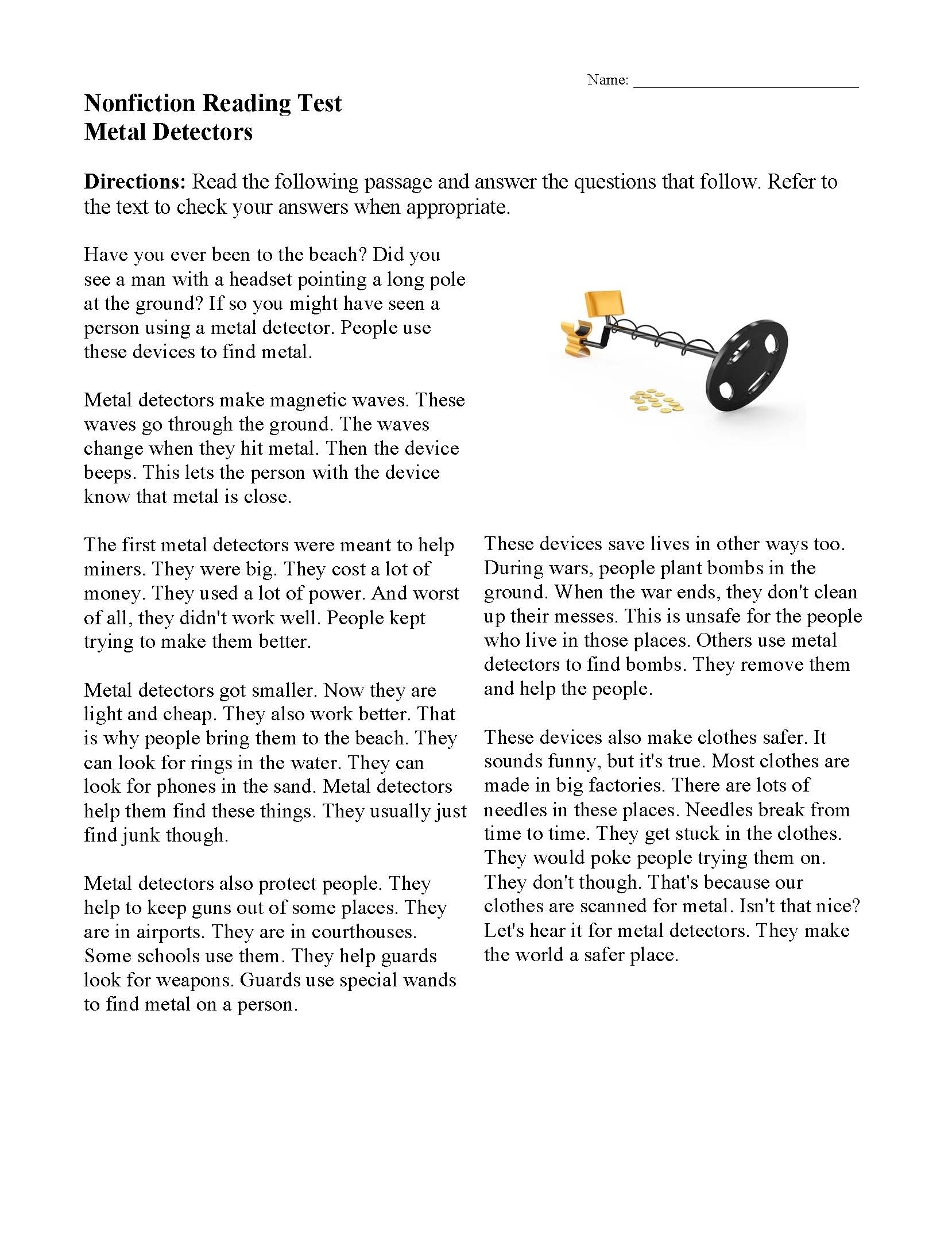 free adult reading comprehension worksheets