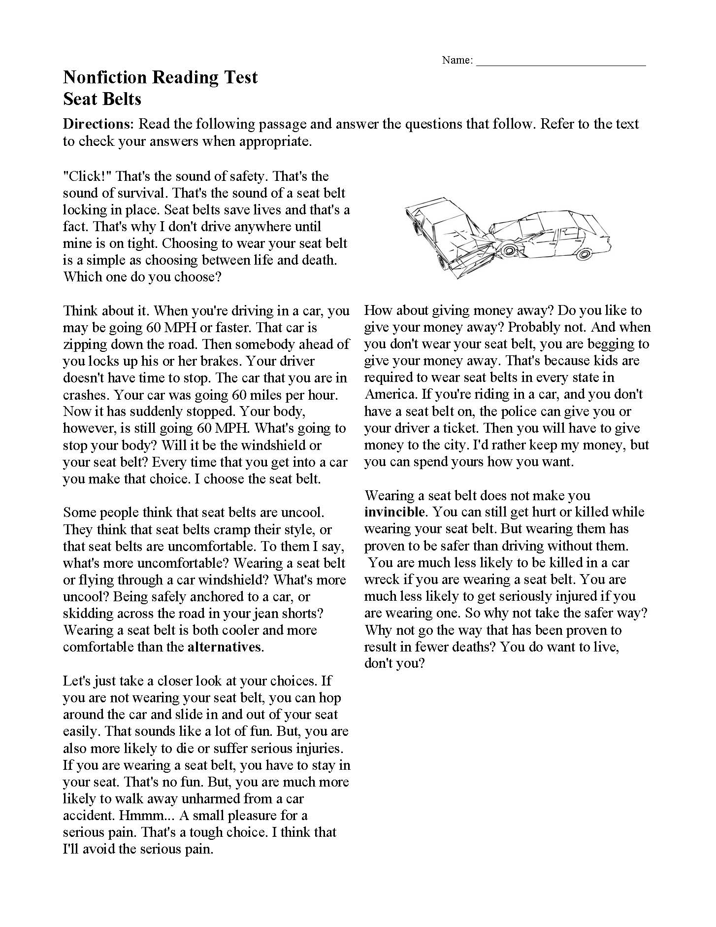 free reading comprehension practice test