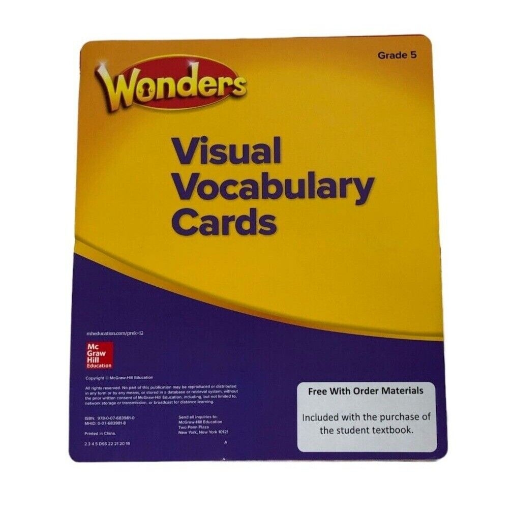Reading Wonders Grade 5 Visual Vocabulary Cards 2020 McGraw Homeschool Language