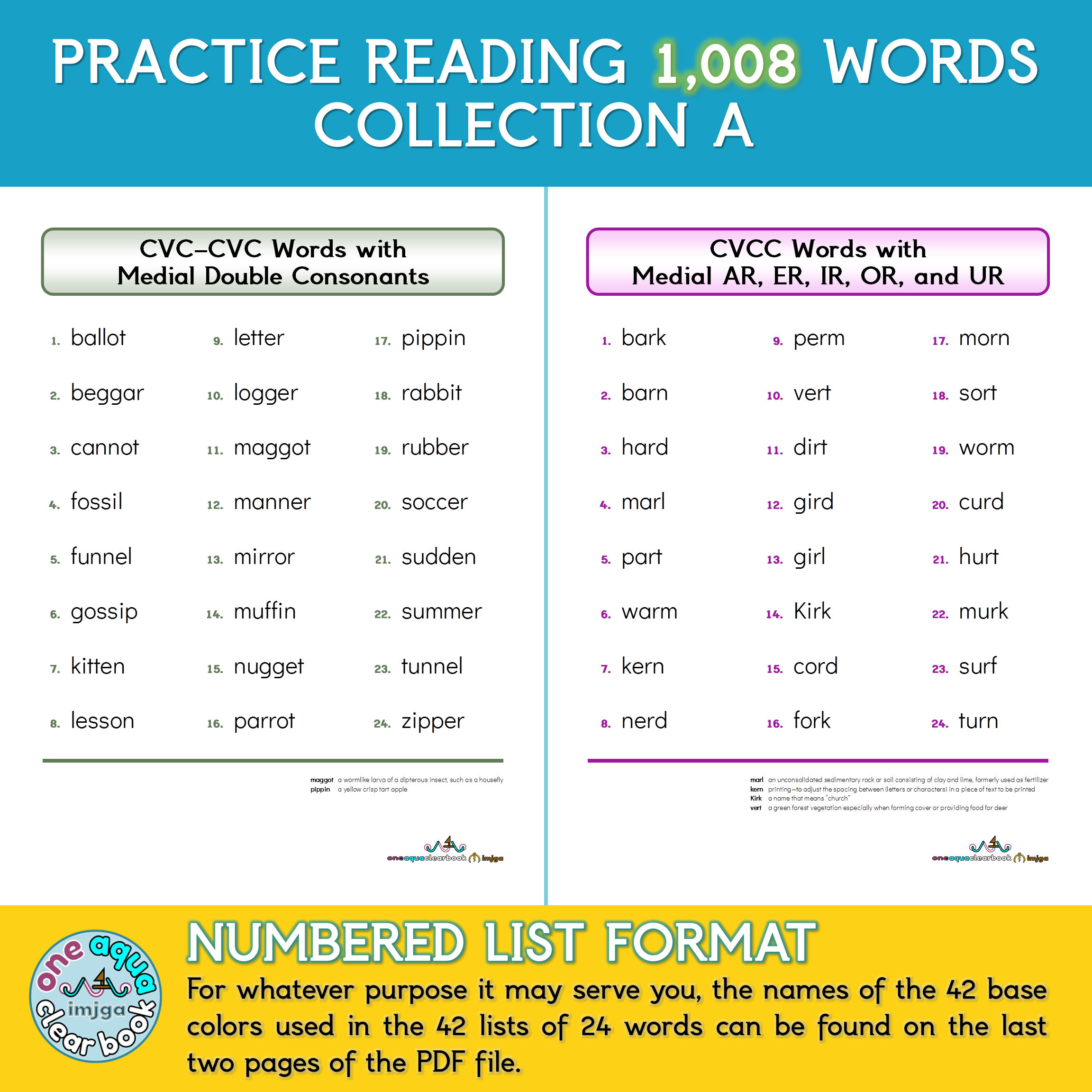 Reading Word Lists Collection A 1 008 Words Made By Teachers