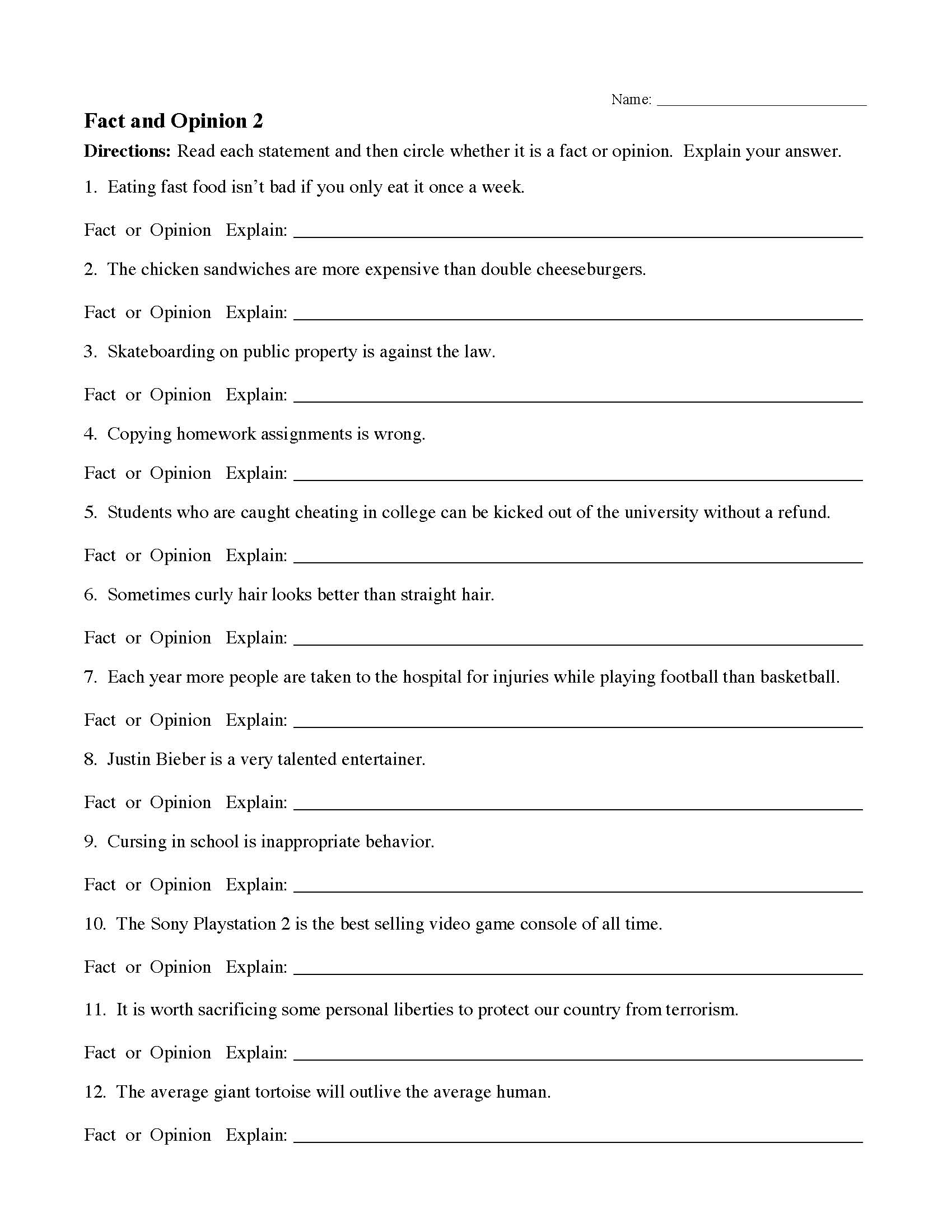 read worksheet
