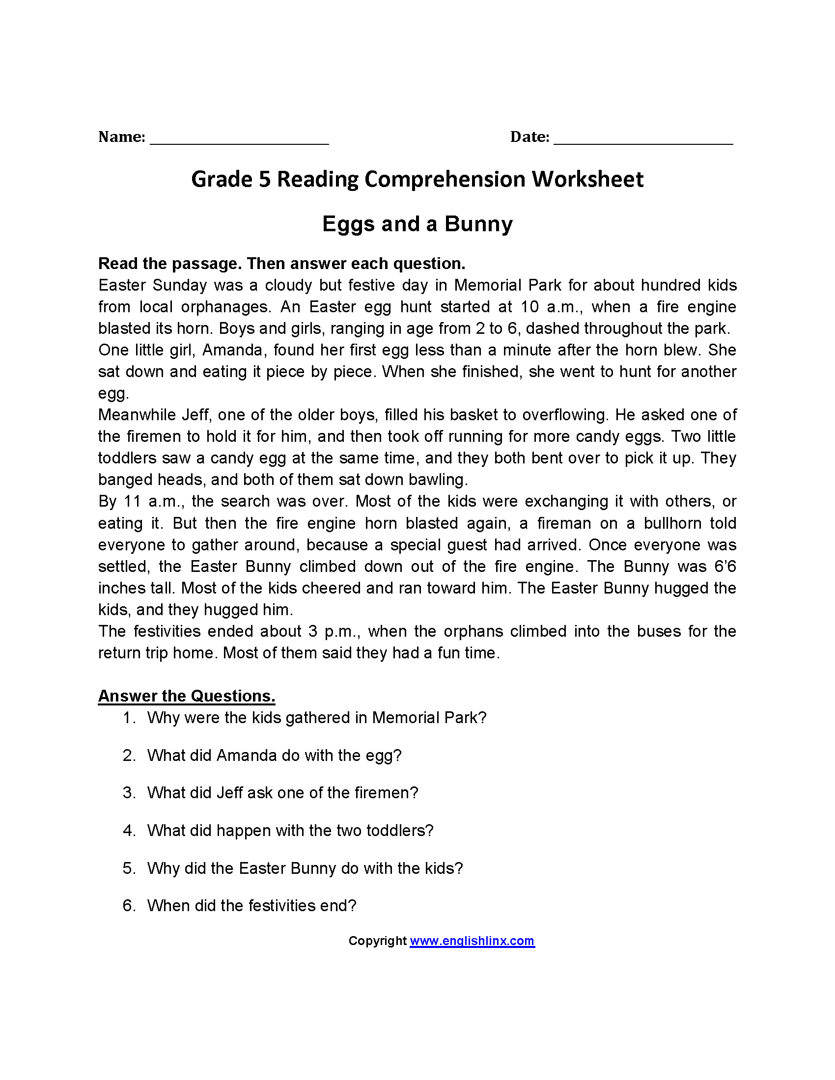 free reading for 5th graders