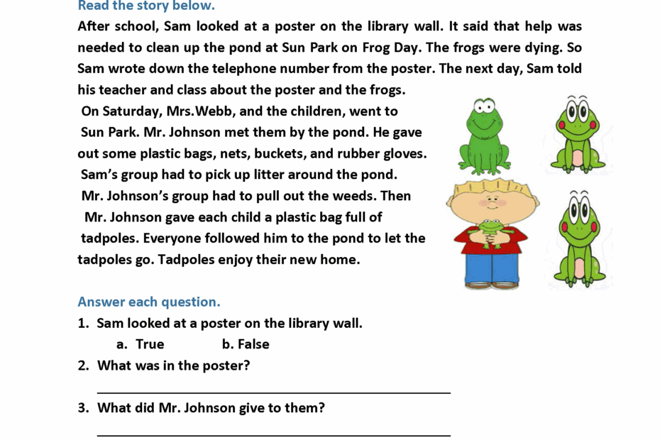 Reading Worksheets Second Grade Reading Worksheets Worksheets Library