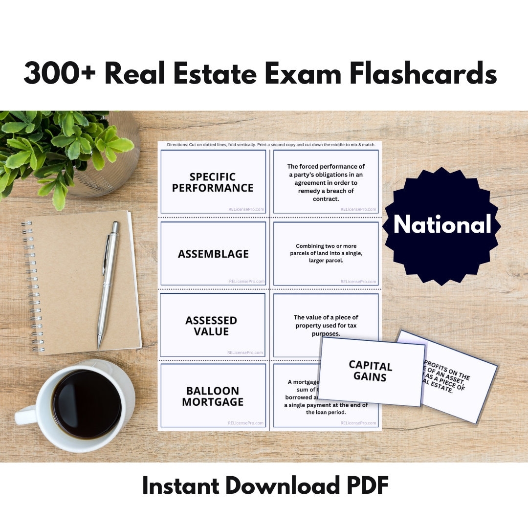 Real Estate Flashcards Real Estate Vocabulary PDF Over 300 Printable Real Estate Exam Review Flashcards Etsy