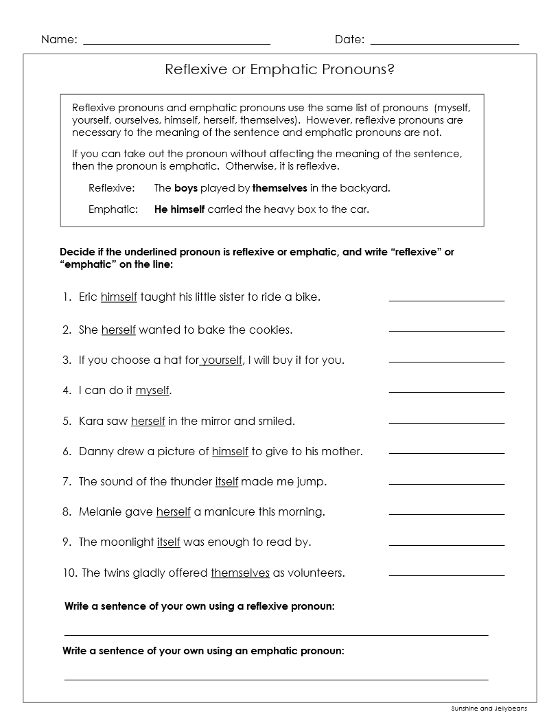 5 reflexive pronouns
