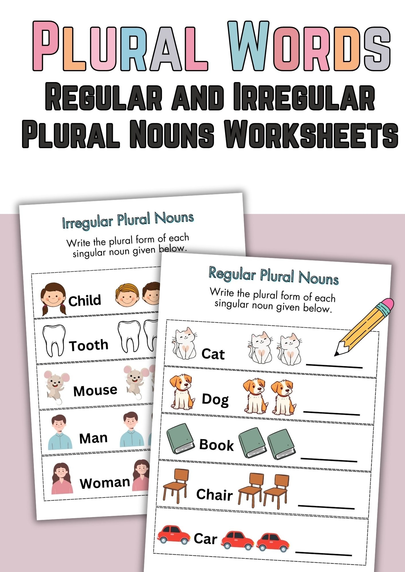 worksheet plural form of nouns