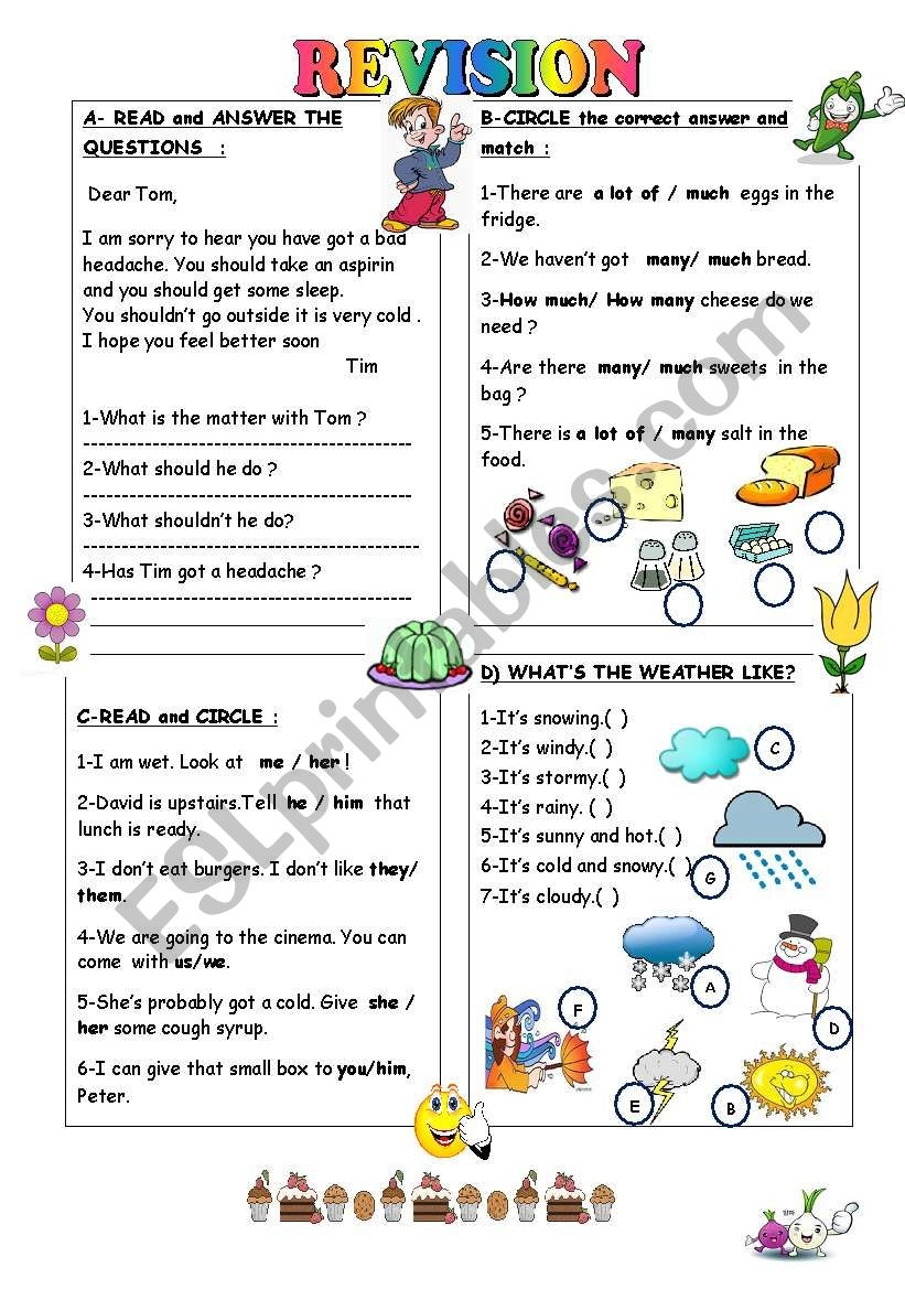 REVISION FOR THE 4TH GRADE ESL Worksheet By Duygu2