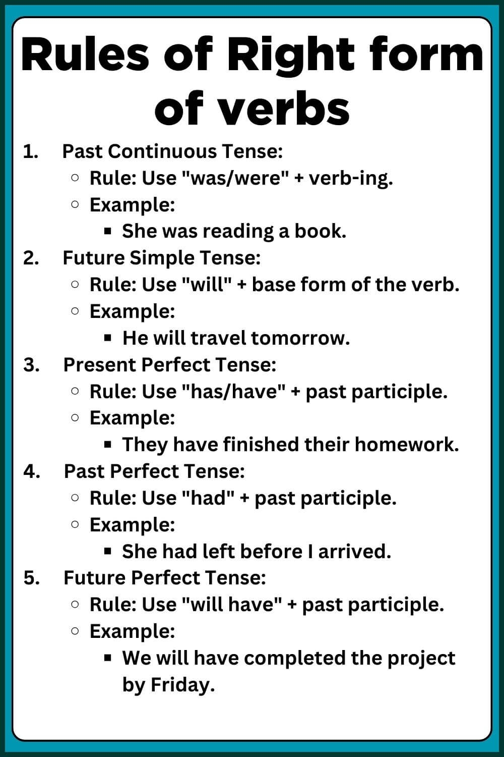 Right Form Of Verbs Exercise