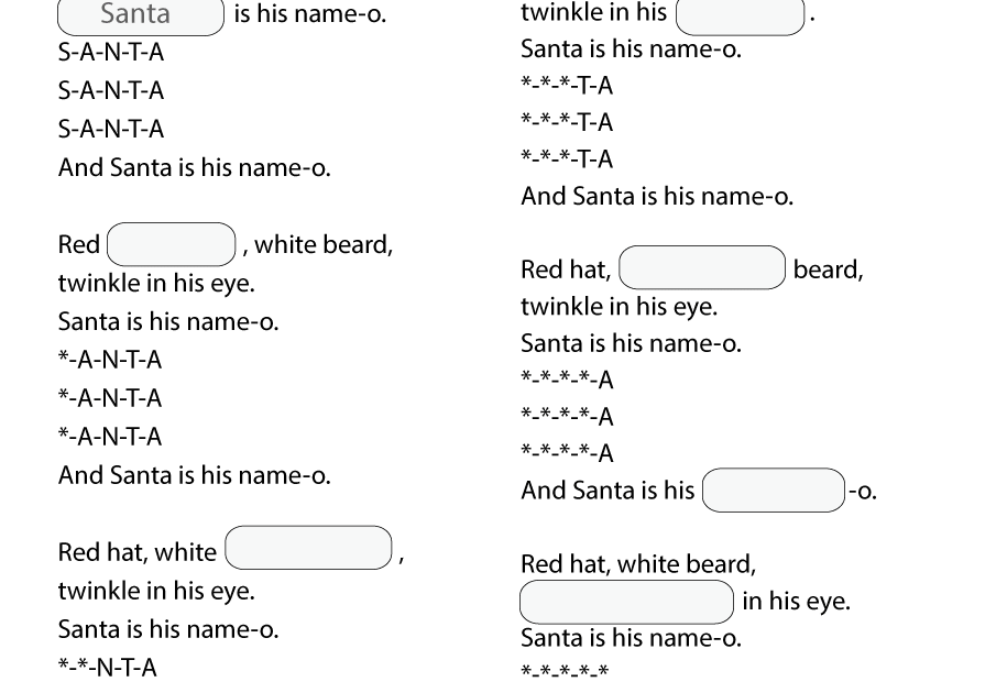 S A N T A Worksheet Fill In The Blanks Super Simple