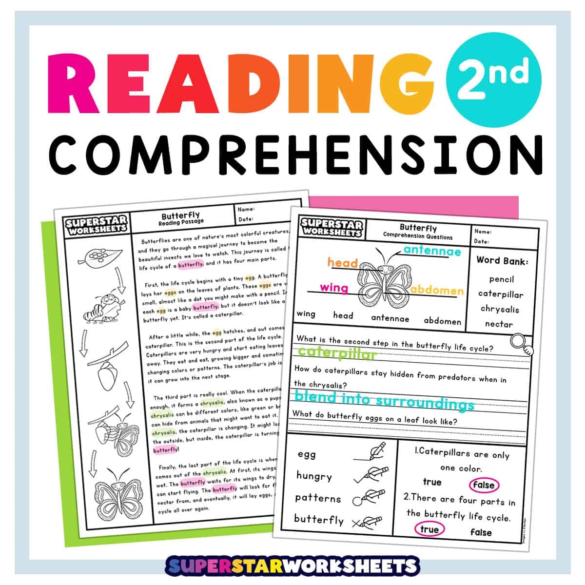 2nd reading comprehension worksheets