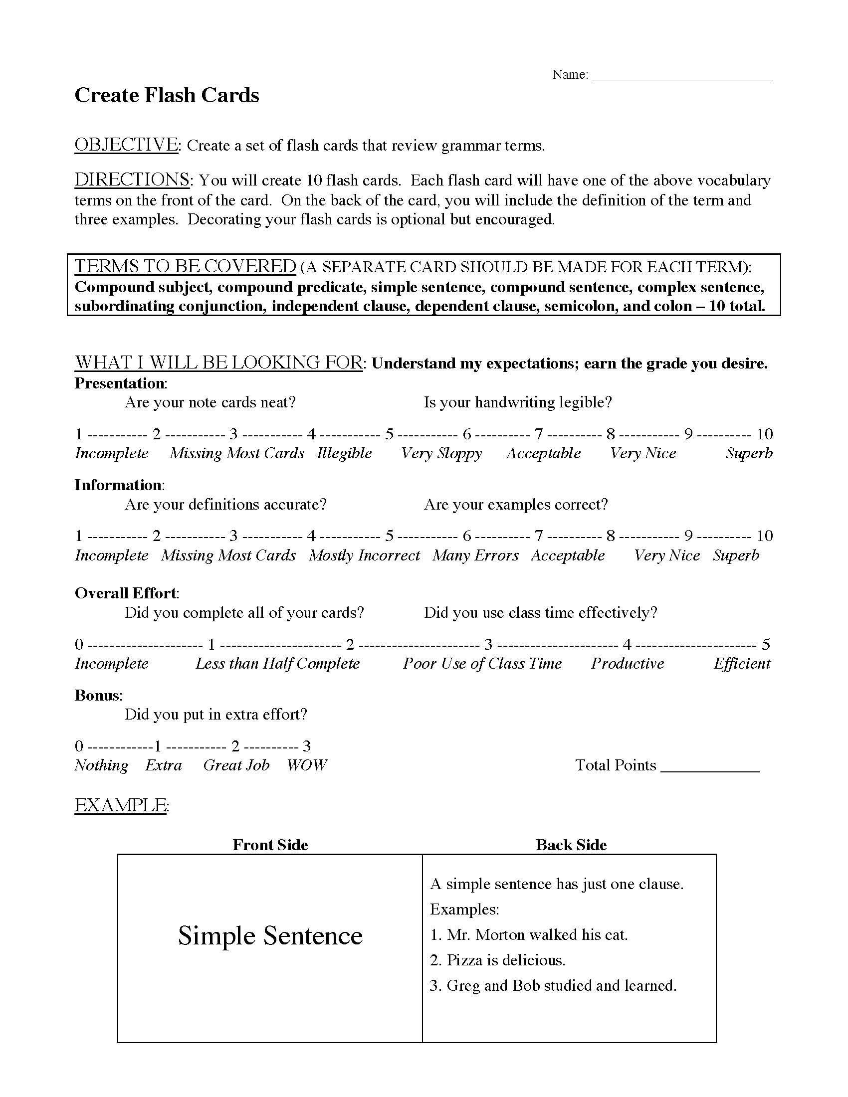 Sentence Structure Flashcards Project Sentence Structure Activity