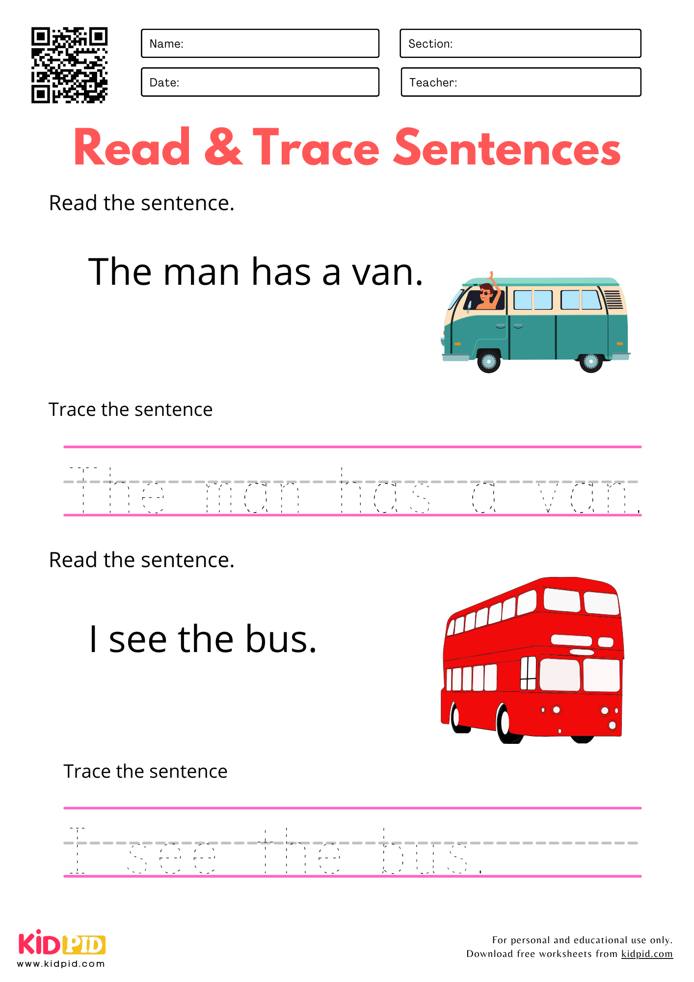 tracing sentences worksheets