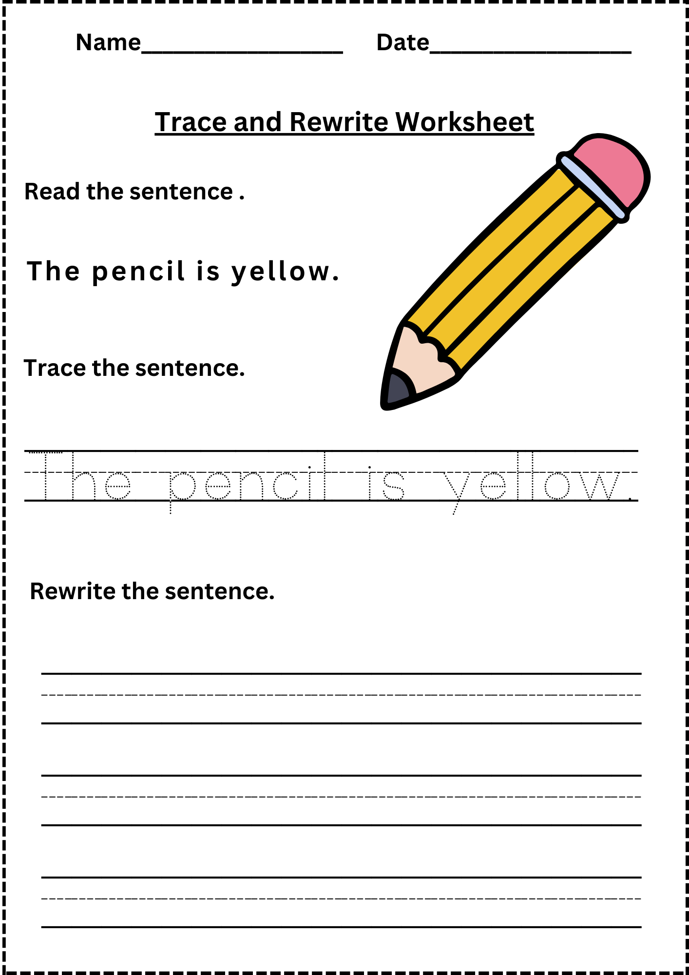 free printable kindergarten sentence worksheets