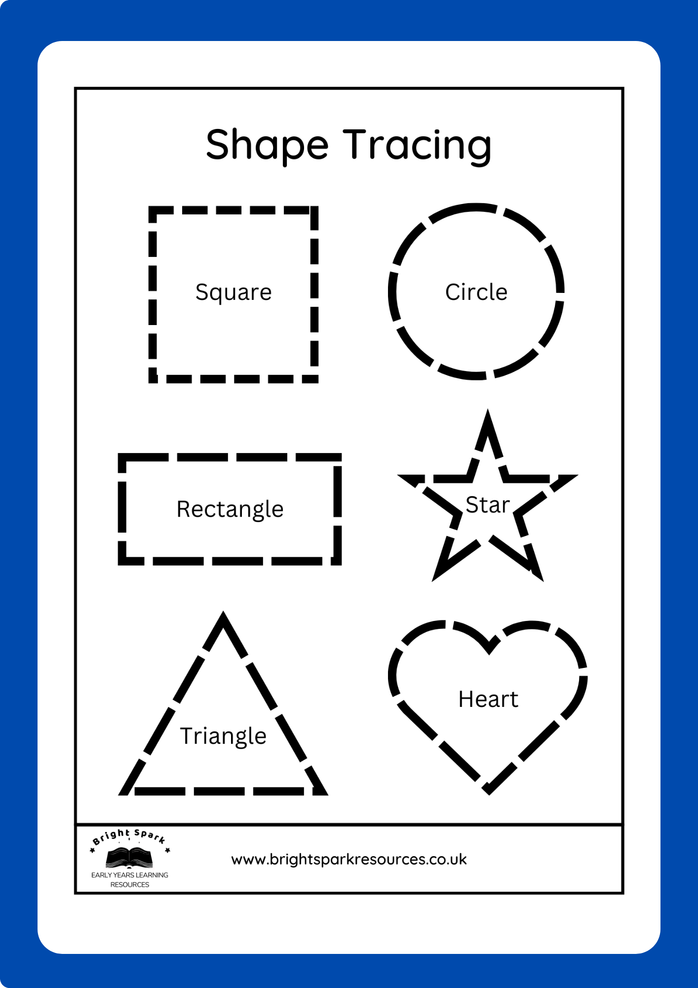 Shape Tracing Worksheet Bright Spark Resources