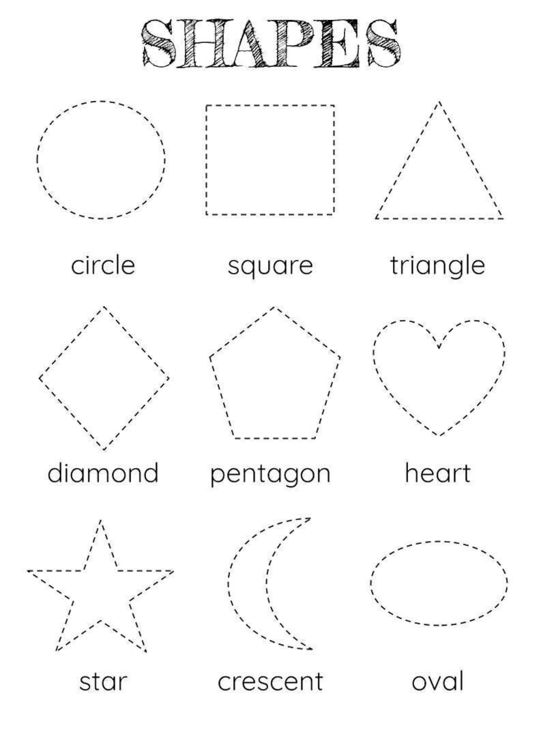 Shape Tracing Worksheet For Kindergarten Preschool Learn To Trace Shapes Montessori Activity Easy Printable Back To School Worksheet Etsy Australia