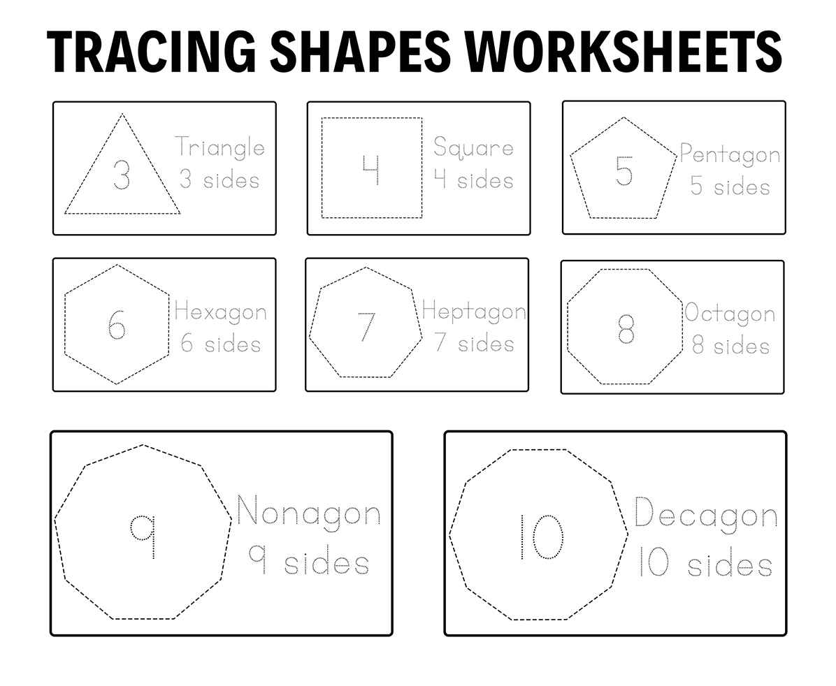 Shape Tracing Worksheets For Kindergarten