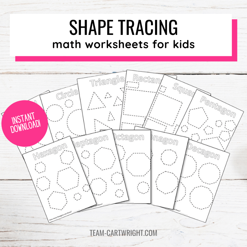 Shape Tracing Worksheets Team Cartwright Shop