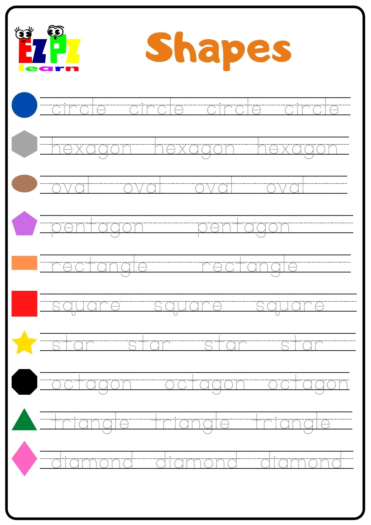 free printable shapes tracing worksheets
