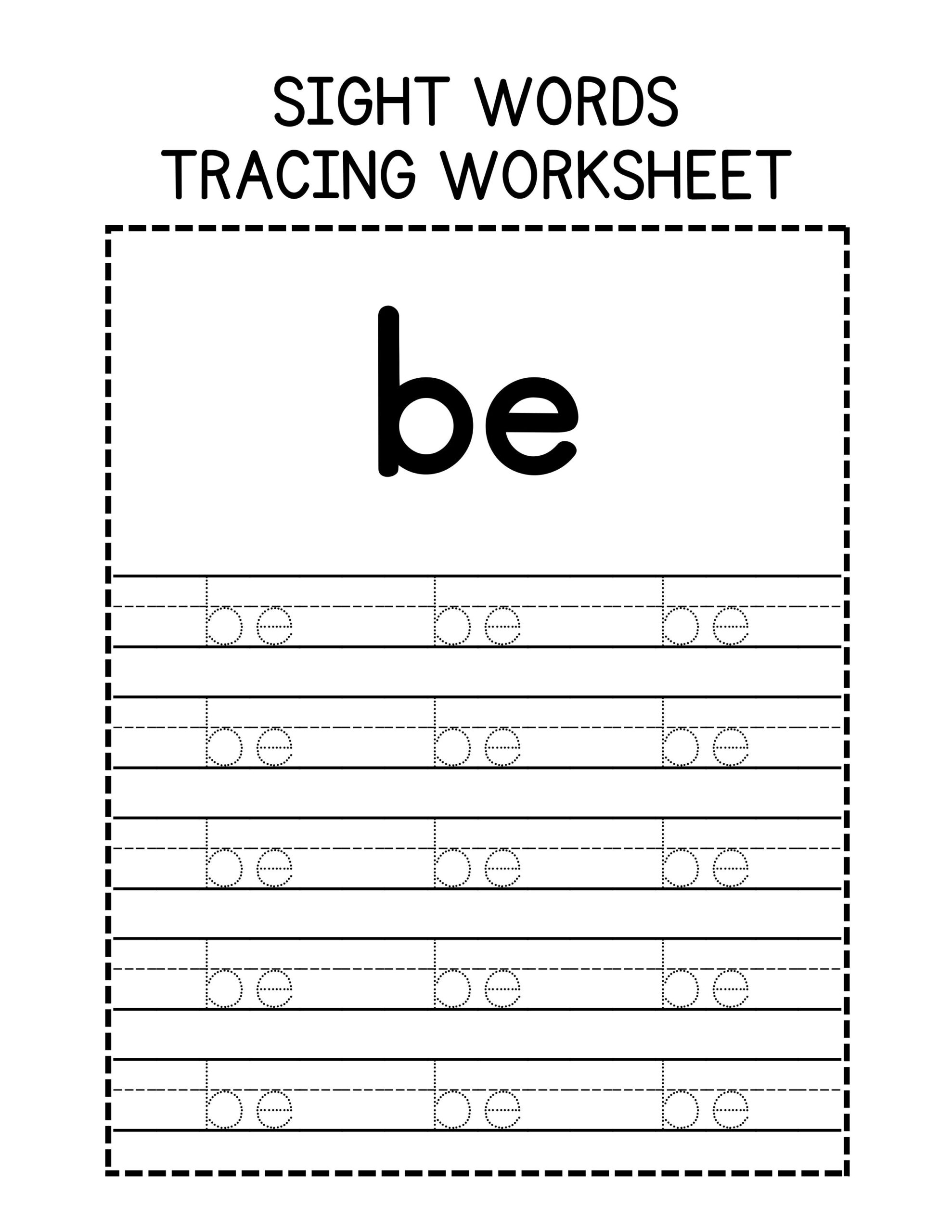 traceable sight word worksheets