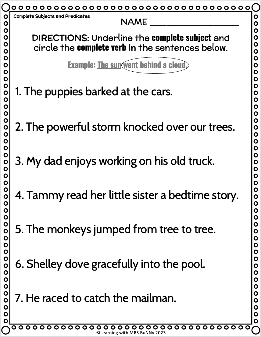 Simple Complete And Compound SUBJECTS AND PREDICATES Activities U0026 Review Made By Teachers