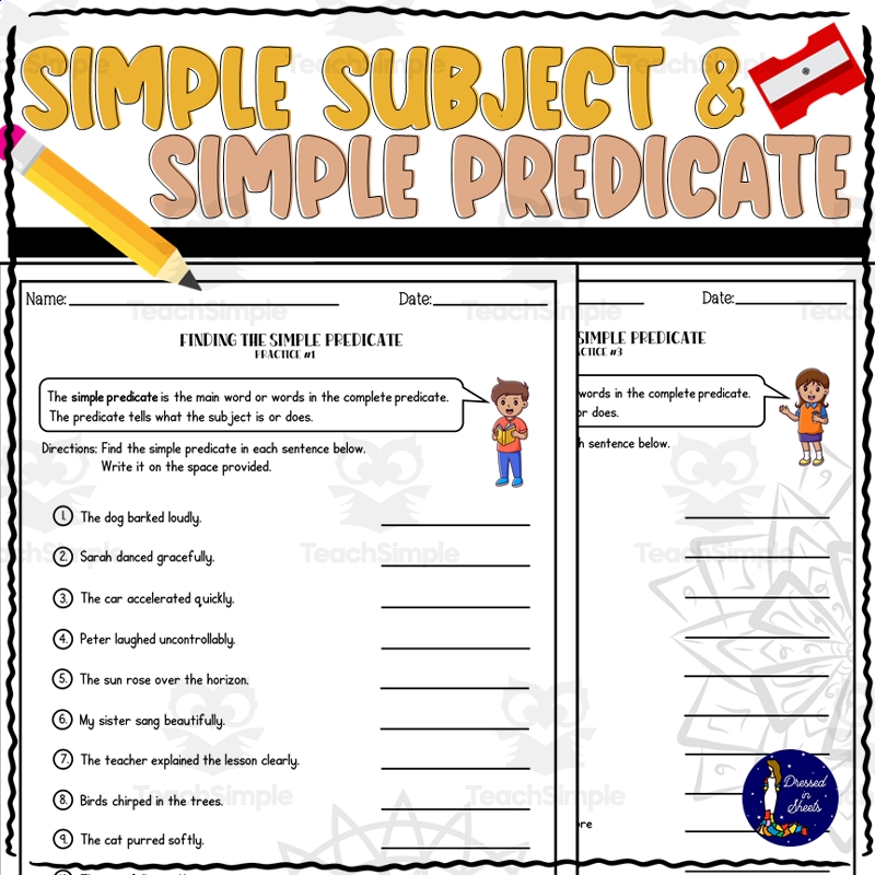 simple subject and predicate printable