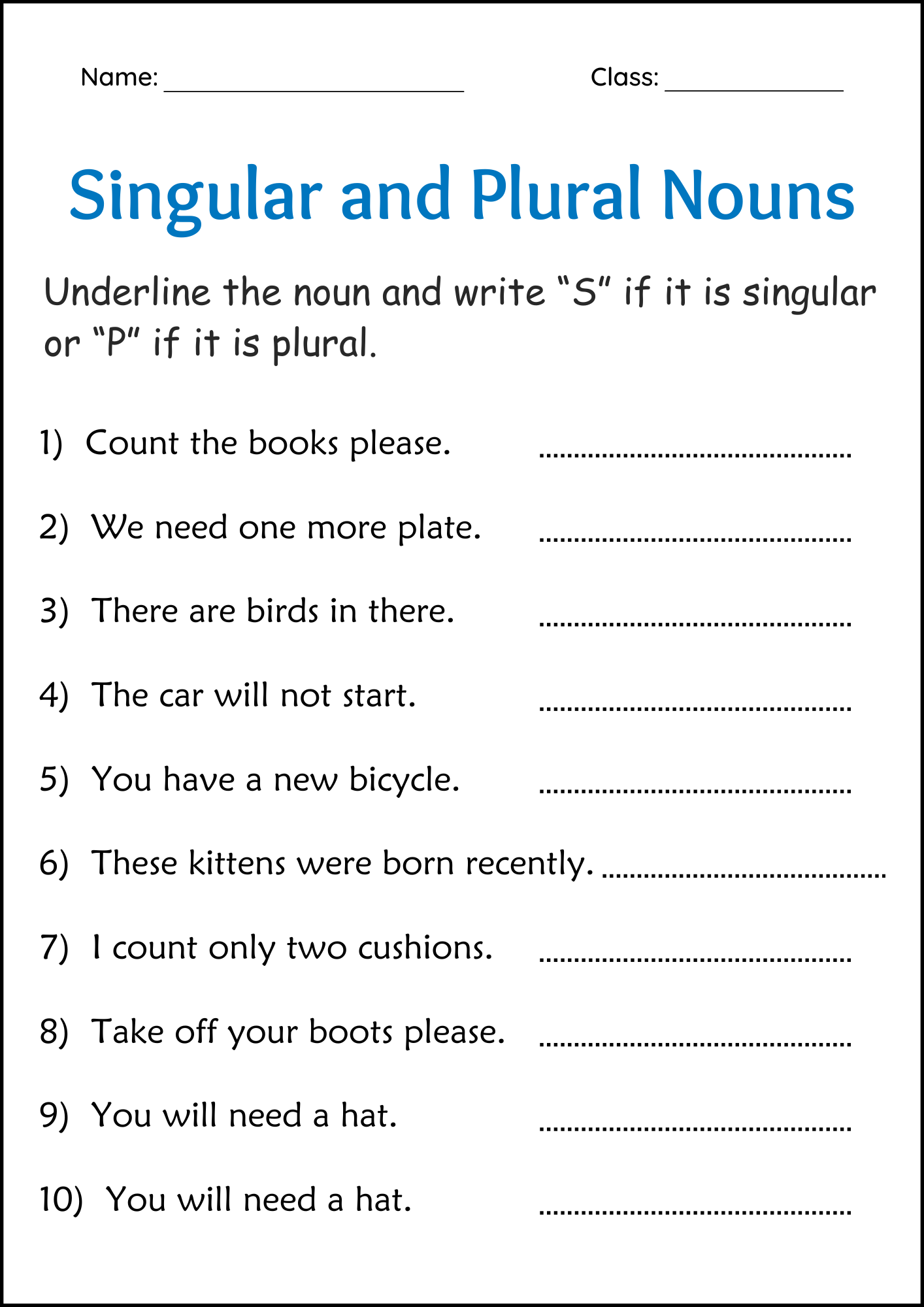 Singular And Plural Nouns Grammar Worksheets Irregular And 