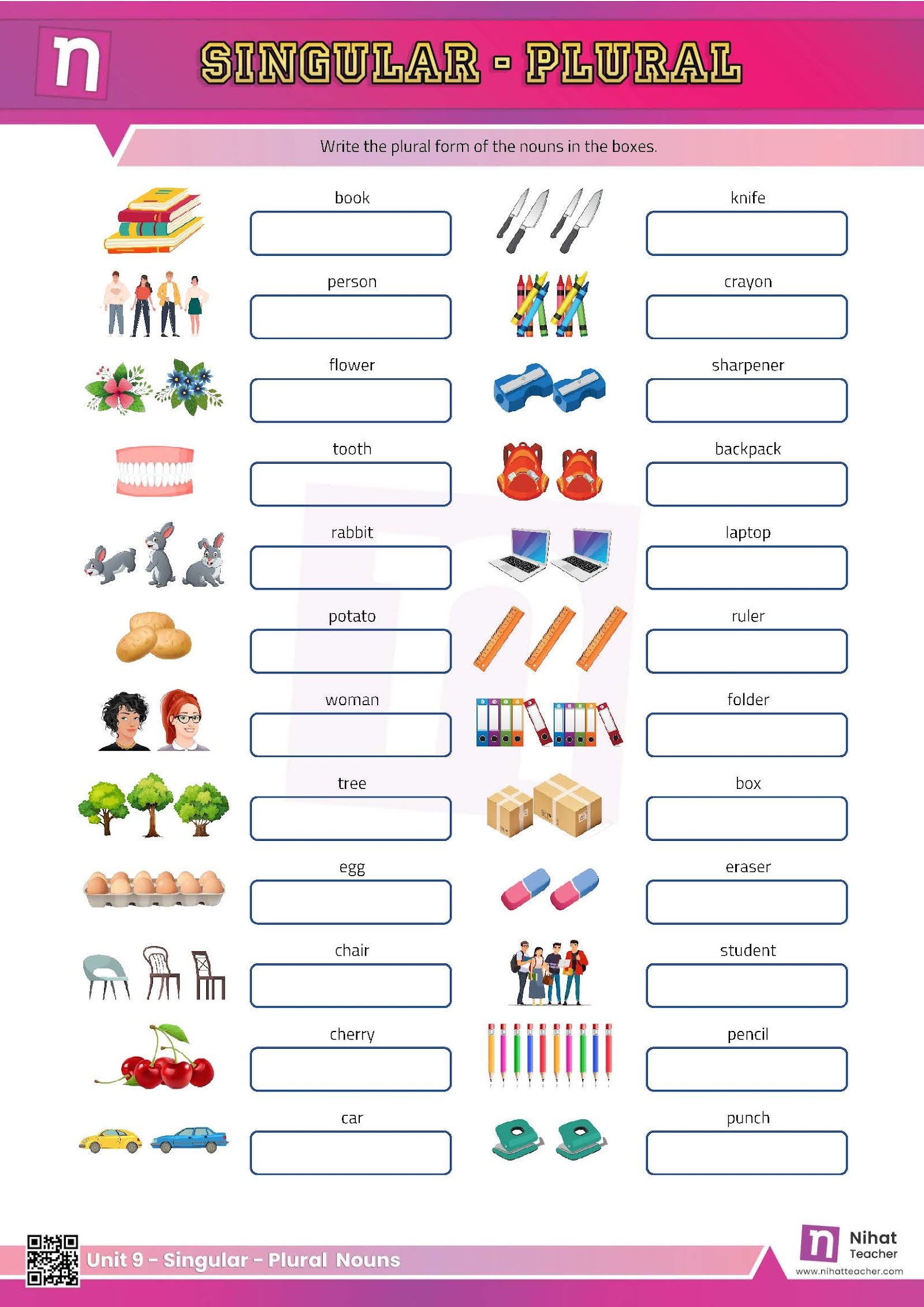 plural nouns pdf exercises