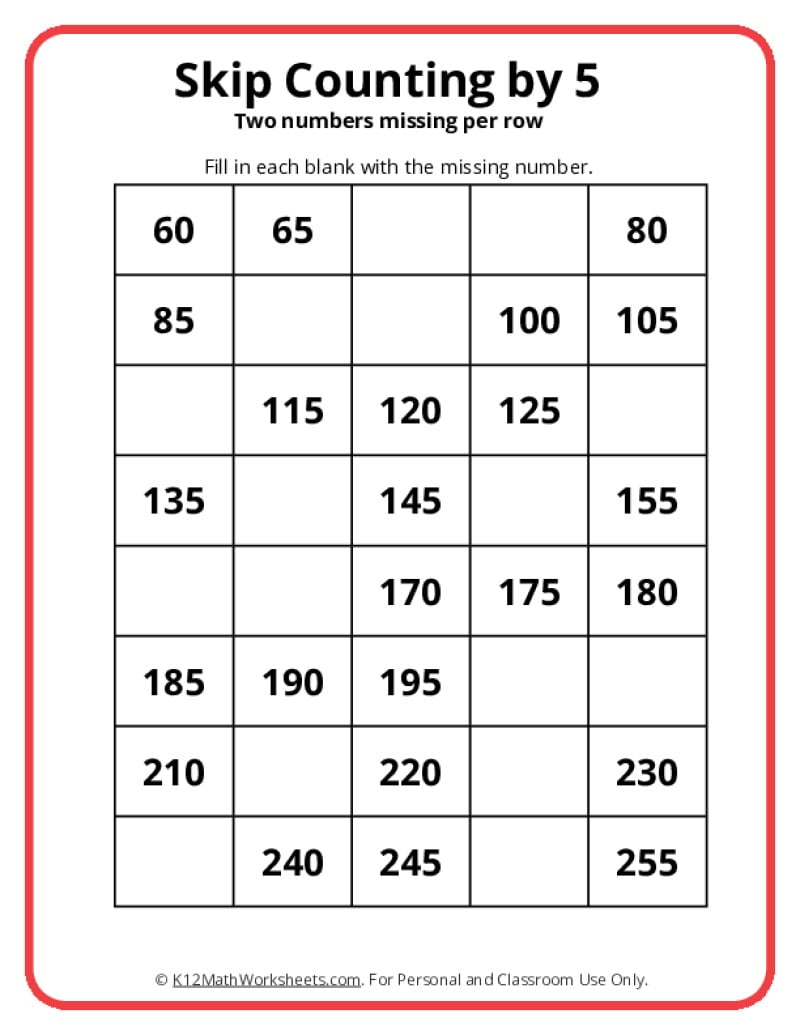number 5 worksheet printable