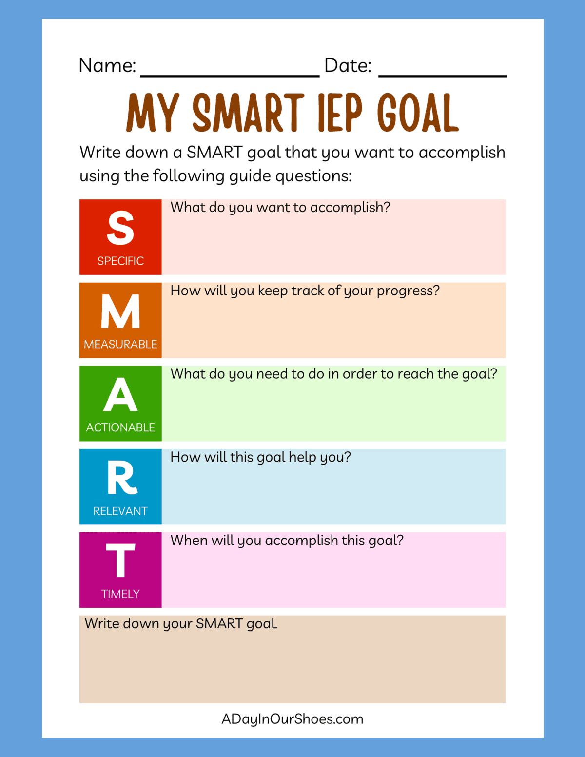 SMART IEP Goals Examples Worksheets And Templates