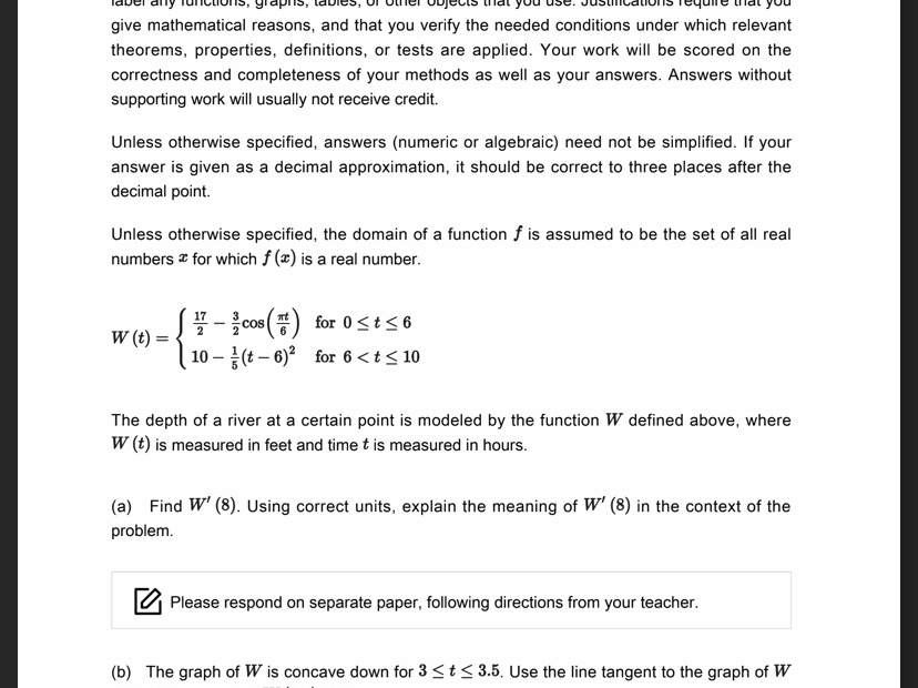 Solved AP CollegeBoard AP Calculus AB Test Booklet Unit 4 Chegg
