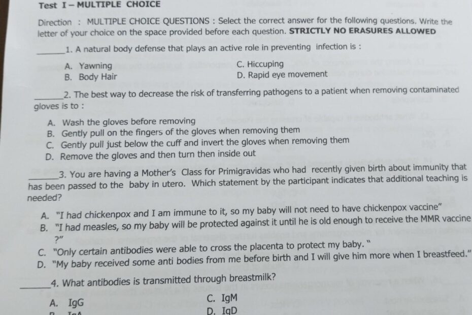 Solved Test I MULTIPLE CHOICE Direction MULTIPLE CHOICE Chegg