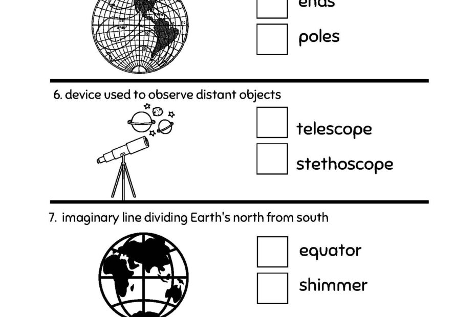 Space Science Worksheets For Kids 3rd 4th Grade With Answer Key