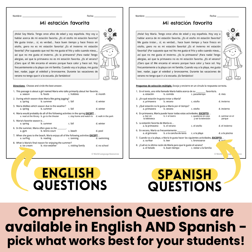 Spanish Reading Comprehension For Novices Part 1 Comprensi n De Lectura Classful