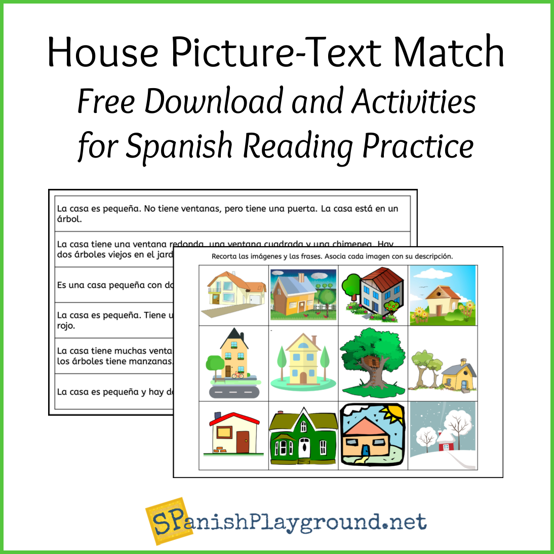 Spanish Reading Practice For Beginners House Picture Match 