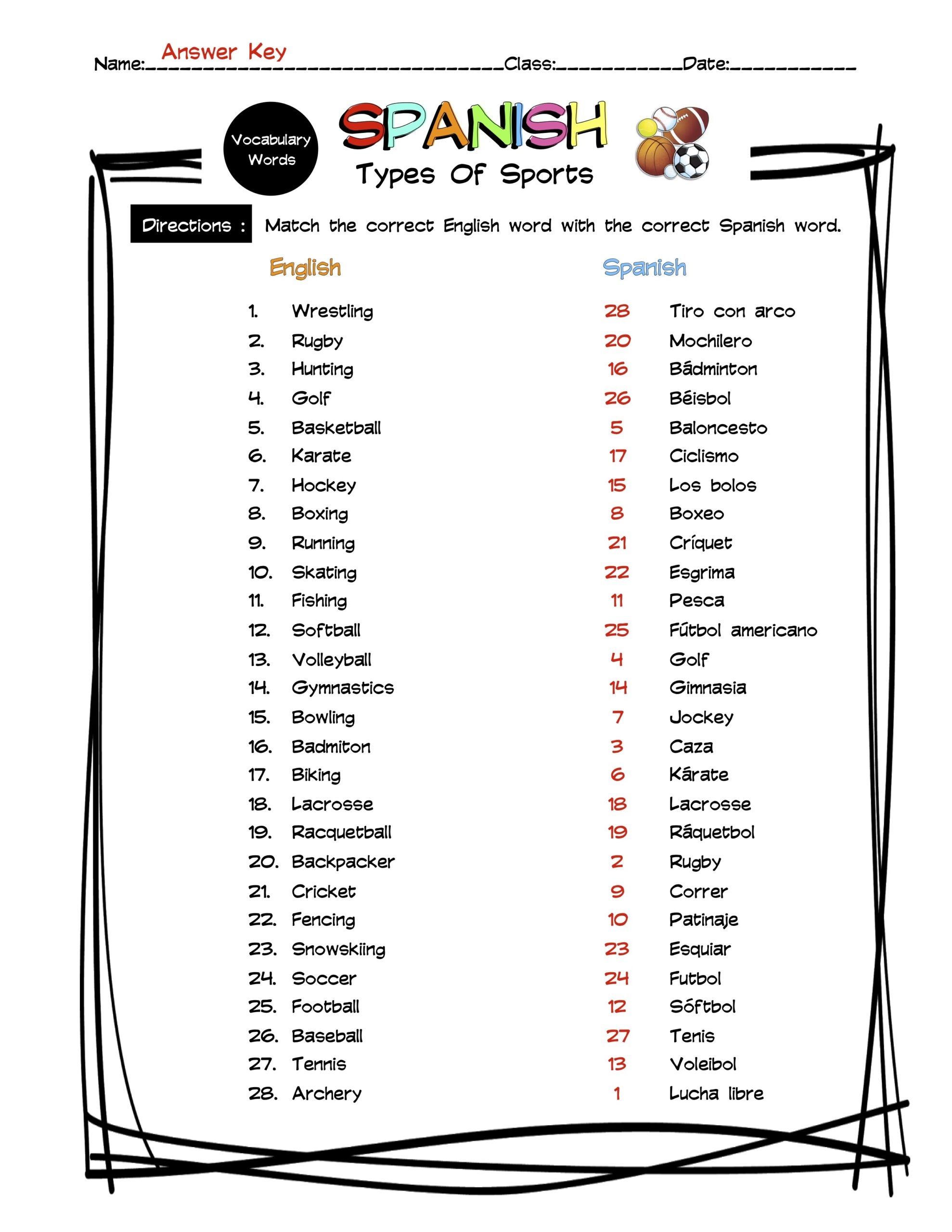 volleyball vocabulary worksheet