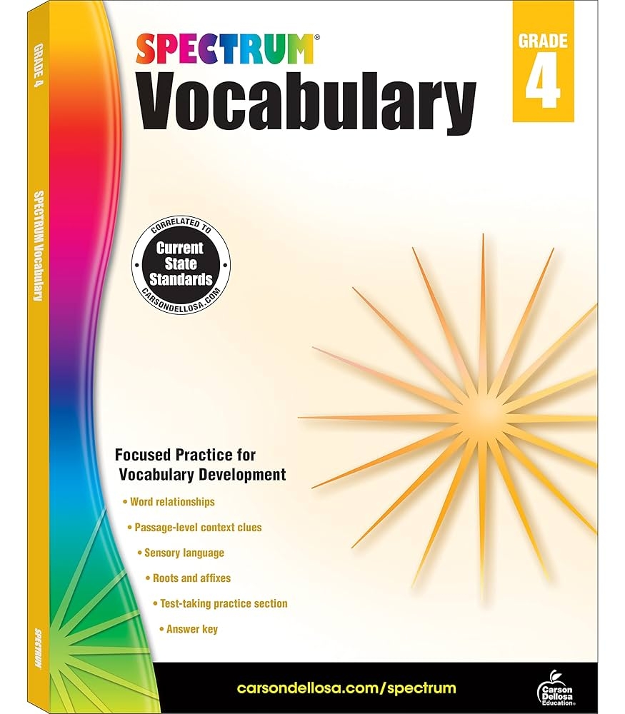 Spectrum Grade 4 Vocabulary Workbook 4th Grade Vocabulary 