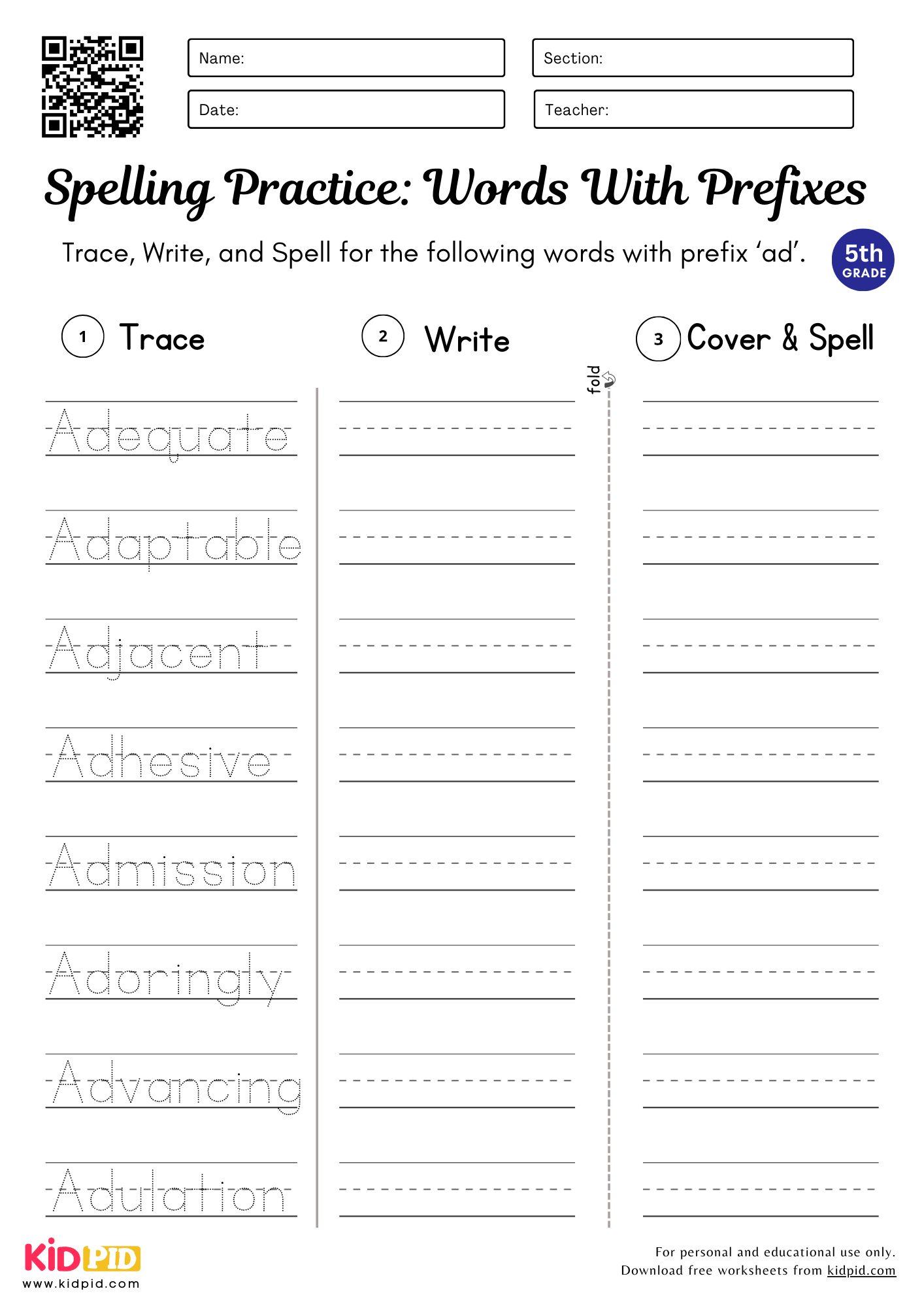 Spelling List Practice Worksheets For Grade 5 Kidpid