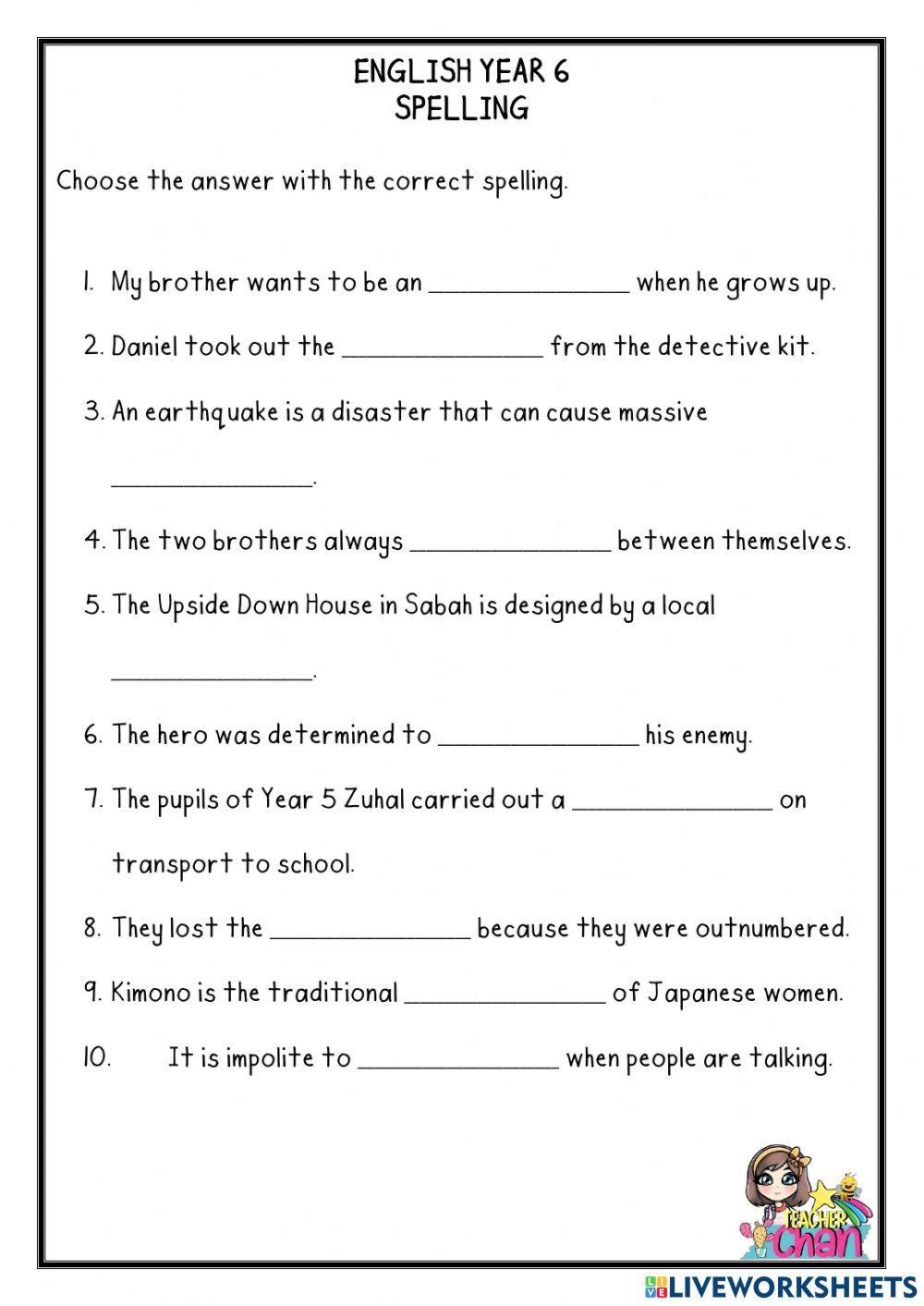 Spelling Online Exercise For GRADE 6 Live Worksheets Worksheets Library