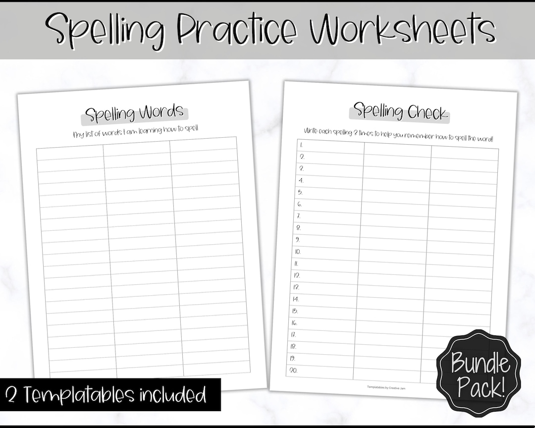 spelling sheets printable free