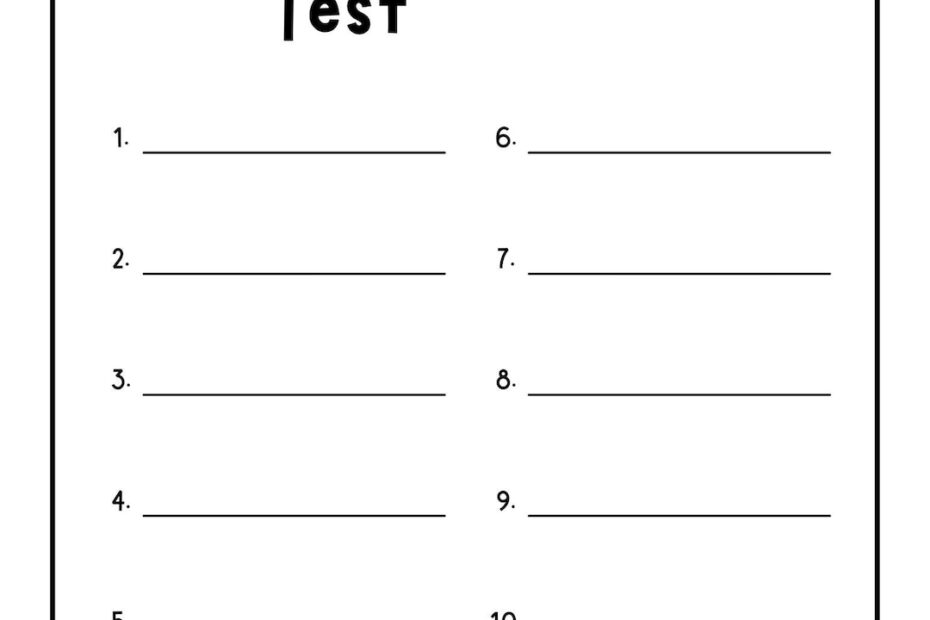 Spelling Test Paper Kindergarten Elementary Preschool Printable Worksheet Practice Writing Handwriting Etsy