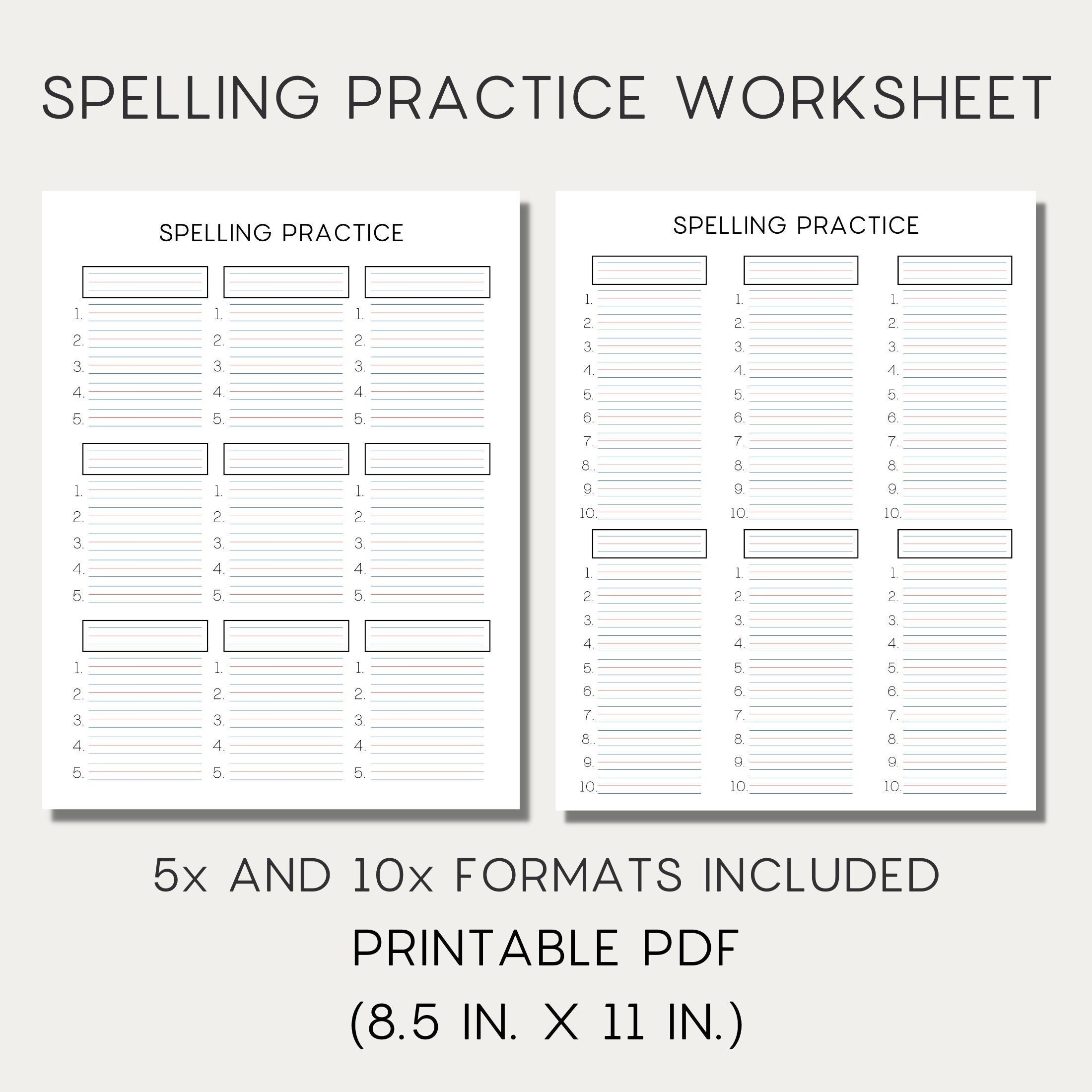 free sheets to practice spelling