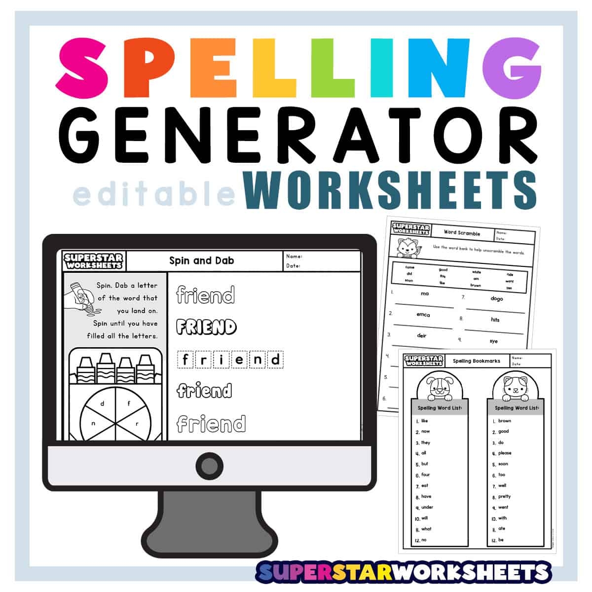 spelling word list generator