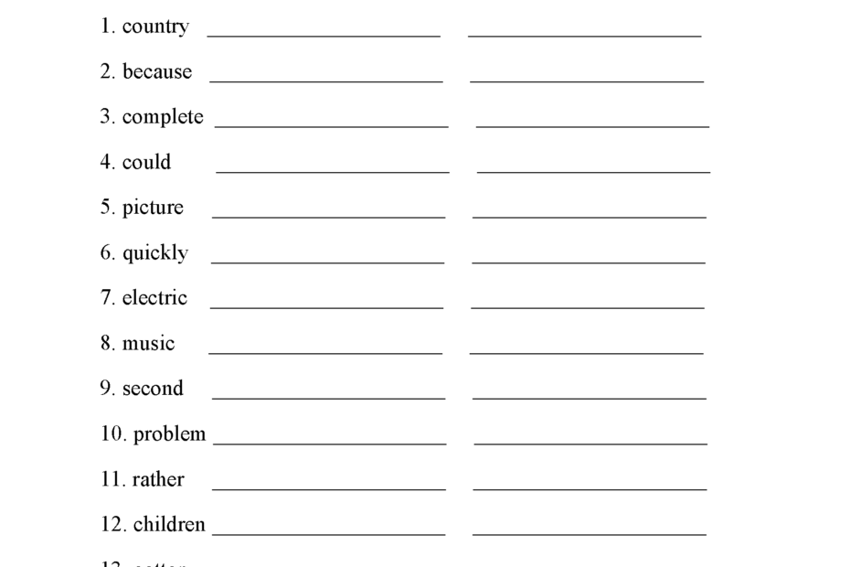 Spelling Worksheets Fourth Grade Spelling Words Worksheets