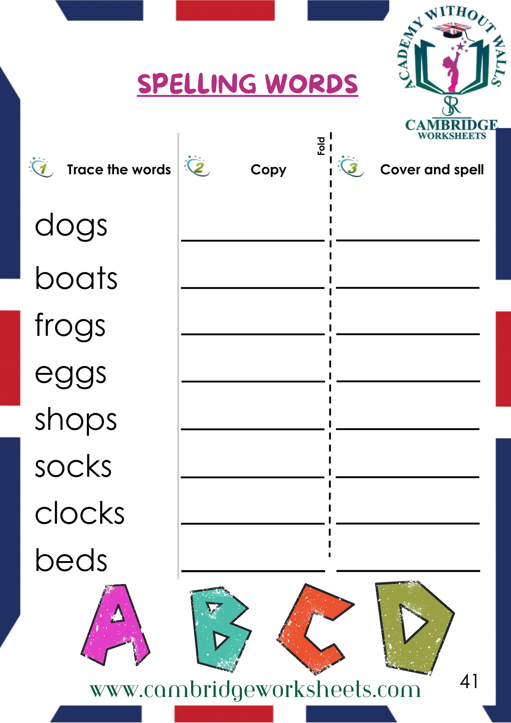 Spellings Pack Grade 1 Cambridge Work Sheets