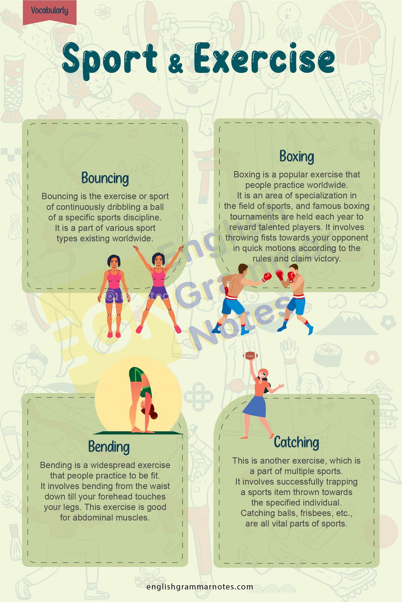 Sport And Exercise Actions Vocabulary List Of Sport And Exercise Actions Vocabulary With Description English Grammar Notes