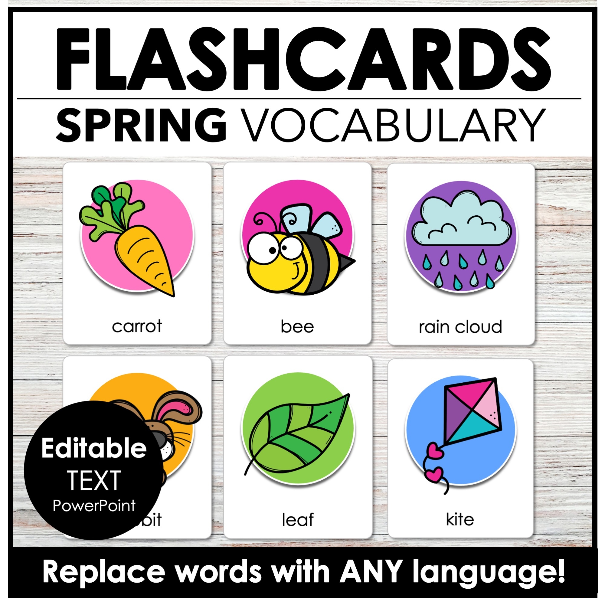 Spring U0026 Easter Flashcards Editable Vocabulary Word Flash Cards 