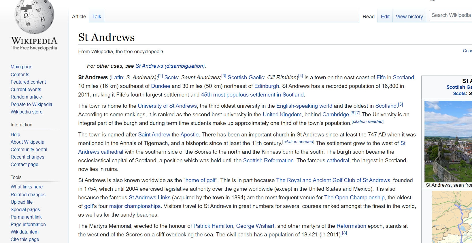 St andrews wikipedia page TED IELTS