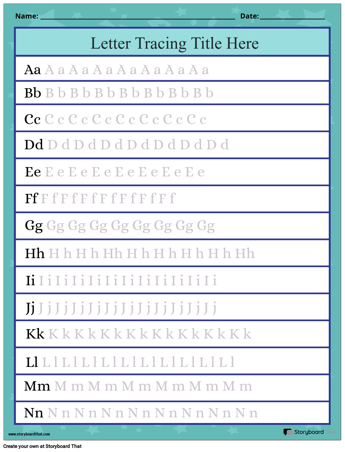Storyboard That Free Letter Tracing Worksheet Maker