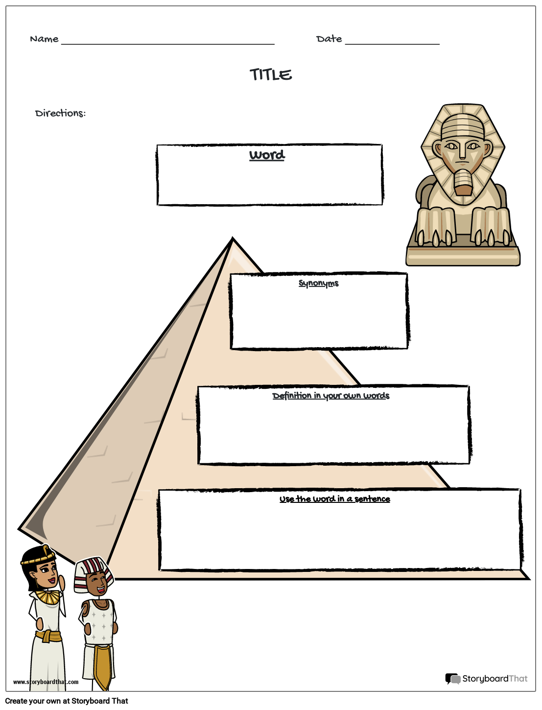 Storyboard That Free Vocabulary Worksheet Templates